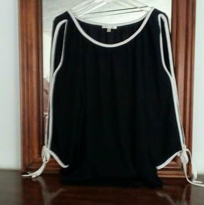 Black blouse with white trimming